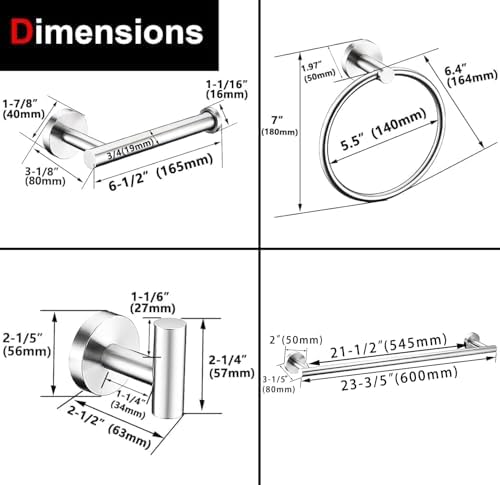 6 Pieces Brushed Nickel Bathroom Hardware Accessories Set, SUS304 Stainless - Image 7