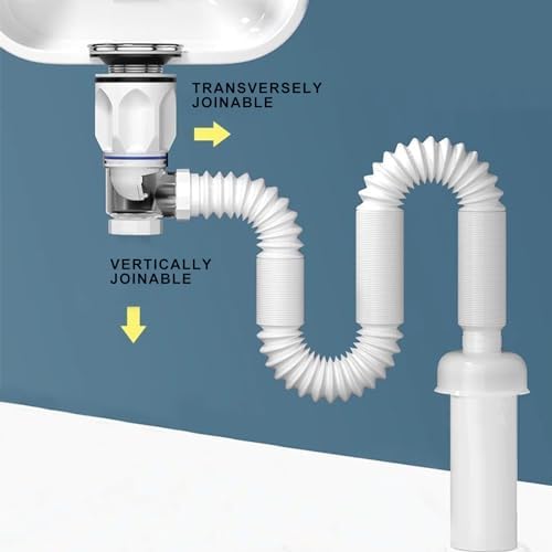 Bathroom Sink Drain Kit Flexible Expandable P-Trap Sink Drain Pipe - Image 4