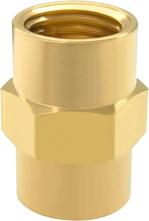 Hooshing 10PCS Brass Coupling Pipe Fitting, 1/8" x 1/8" NPT Female Coupler - Image 3