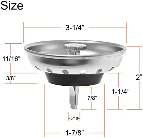2 Pack - Kitchen Sink Strainer and Stopper Combo Basket Replacement - Image 5