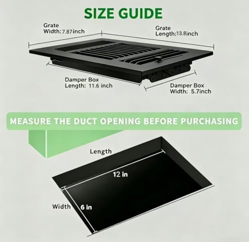 12x6 Inch Duct Opening Ceiling Register, 3-Way Steel Sidewall Air Vent Grille - Image 3