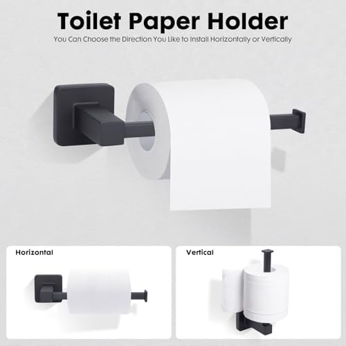 4-Piece Black Bathroom Hardware Set, Include Toilet Paper Holder, Hand Towel - Image 3