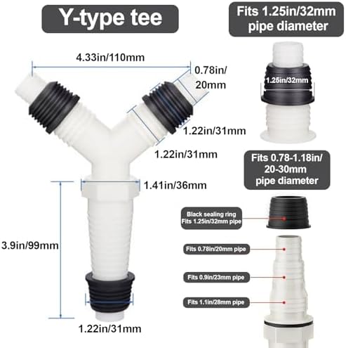 Drain Hose Fitting Tee Washing Machine Drain Hose Tee Extension Fitting - Image 2