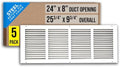 Fits 24x8 Duct Opening | Steel Return Air Grille by Handua | Vent Cover Grill by Handua