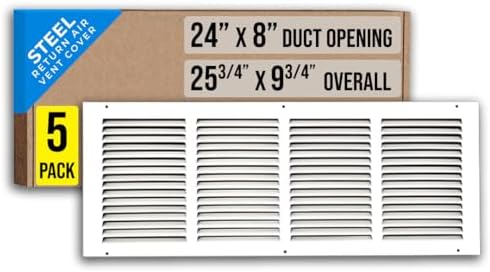 Fits 24x8 Duct Opening | Steel Return Air Grille by Handua | Vent Cover Grill by Handua