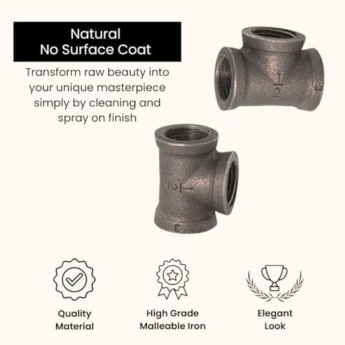 1/2" TEE: Industrial Threaded Black Iron Pipe Fittings; Natural - Image 7