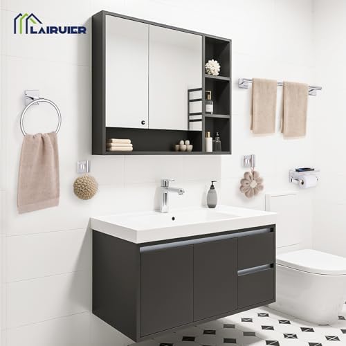 Lairuier Bathroom Hardware Set Polish Chrome, Towel Holder Set Wall Mounted - Image 6