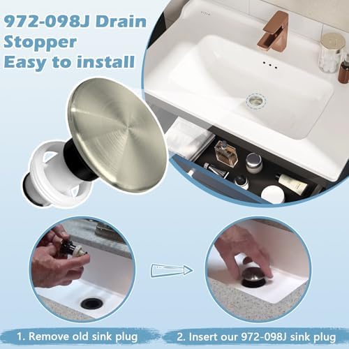 972-098J Plumbing-Equipment Brushed Nickel Drain Sink Stopper - Image 5