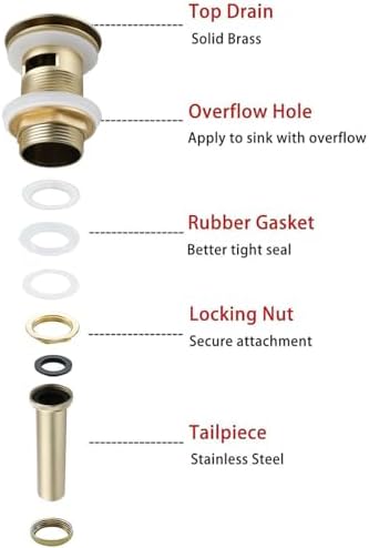 RANDOM Brushed Gold Sink Drain - Image 5