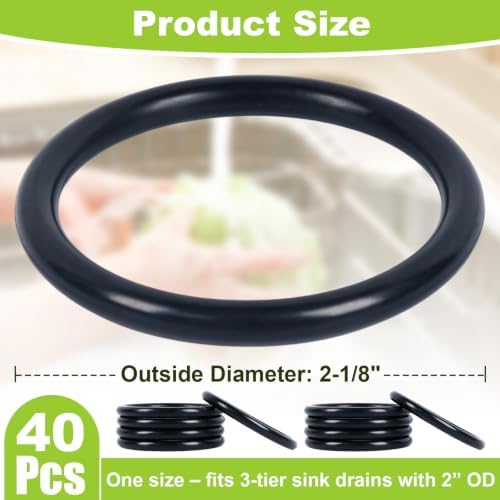 40 Pcs Sink Drain O-Ring, Plunger Rubber Gasket, Compatible - Image 2