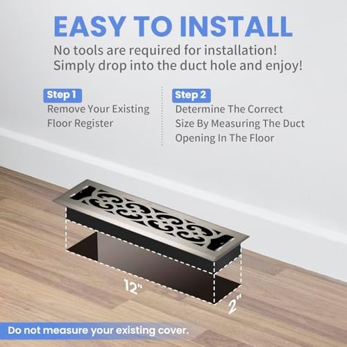 Howeall 2x12 Inches Heavy Duty Walkable Floor Register Easy Adjust Air Supply - Image 6