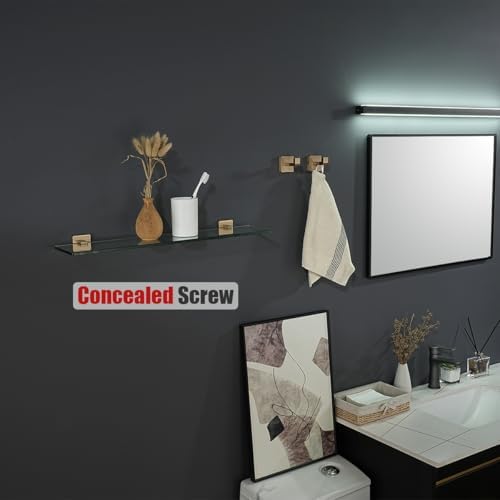 JQK Bathroom Glass Shelf, Floating Tempered Glass Shower Storage 24 by 5 inches - Image 5
