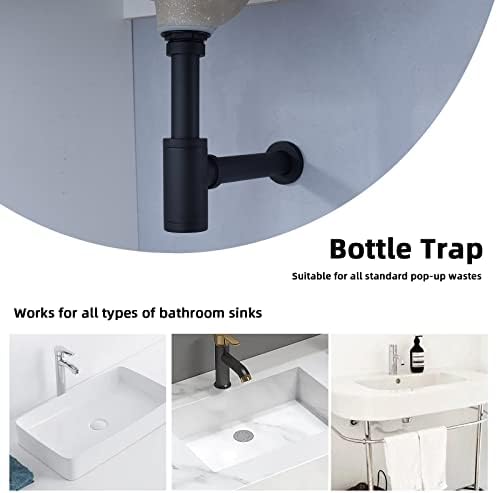 Matte Black Bottle P Trap Bathroom Sink, 1 1/4 - Image 4