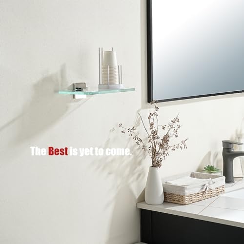JQK Bathroom Glass Shelf Chrome, Tempered Glass Shower Storage 8 by 5 inches - Image 5