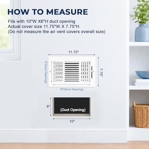 10 x 6 Inch Air Vent Covers for 10"Wx6"H Duct Opening, Wall Ceiling Register - Image 2