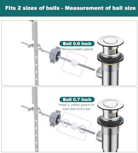 Lavatory Pop-Up Center Piece Assembly, Pop-Up Drain Repair Kit, Fits Most - Image 3