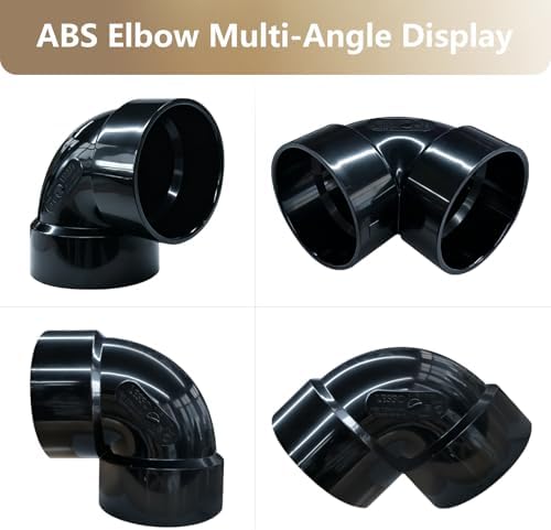 LESSO 3" 90 Degree ABS Elbow Pipe Fittings, DWV Black - Image 3