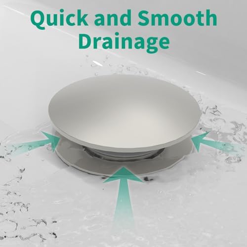 Bathroom Pop up Drain Without Overflow, Brushed Nickel, No Overflow - Image 5