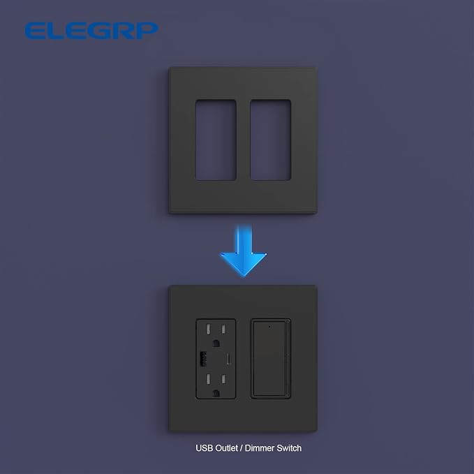 ELEGRP 2-Gang Screwless Decorative Wall Plates, Mid-Size Cover Plates, - Image 5