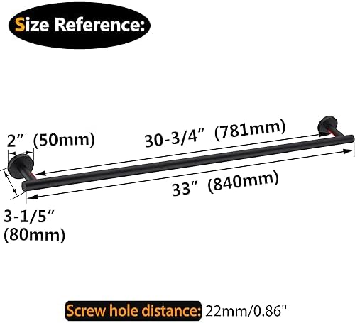 Towel Bar for Bathroom Matte Black, 33Inch Towel Rack Wall Mounted, Thicken - Image 5