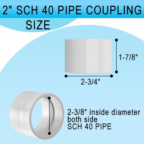 Asterbacks 2 inch PVC Pipe Coupler Schedule 40 White Coupling Pipe Fittings - Image 3
