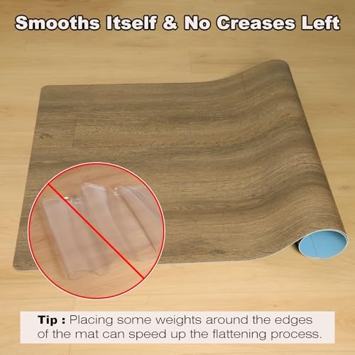 4' x 6' Wood Grain Vinyl Floor Mat Non-Slip, Easy Clean Vinyl Rug - Image 3