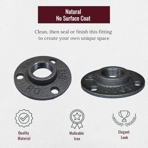 3/4" FLANGE: Industrial Threaded Black Iron Pipe Fittings; Natural - Image 2
