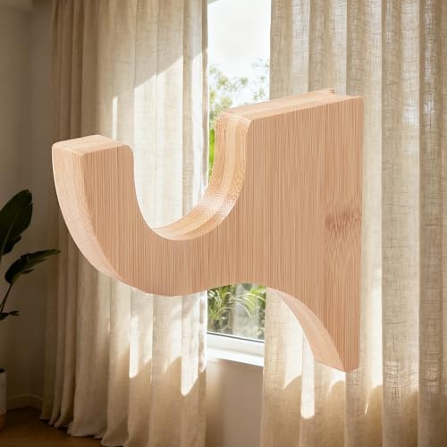 4 Pack Curtain Hooks for Wall, Wooden Shower Rod Holder - Image 6