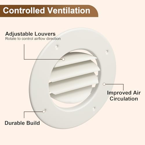 Ketofa 6.5 Inch RV Ceiling Vent Cover, 4-5/8 Inch Duct, 5 Pack - Image 4