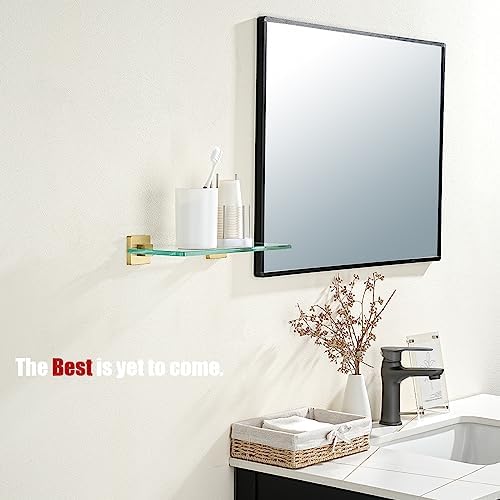 JQK Bathroom Glass Shelf Gold, Tempered Glass Shower Storage 12 by 5 inches - Image 4
