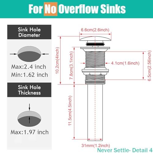 RANDOM Bathroom Vessel Sink Pop Up Drain Stopper Without Overflow Antique Brass - Image 2