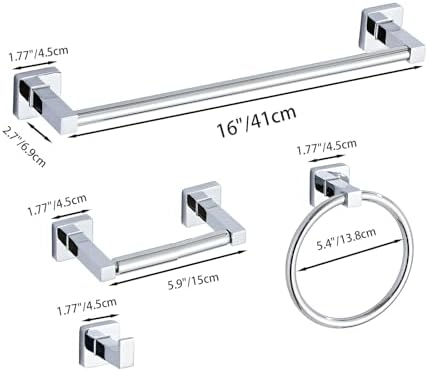 Chrome Bathroom Hardware Set 4 Pieces, Towel Bar Set Stainless Steel Wall - Image 6