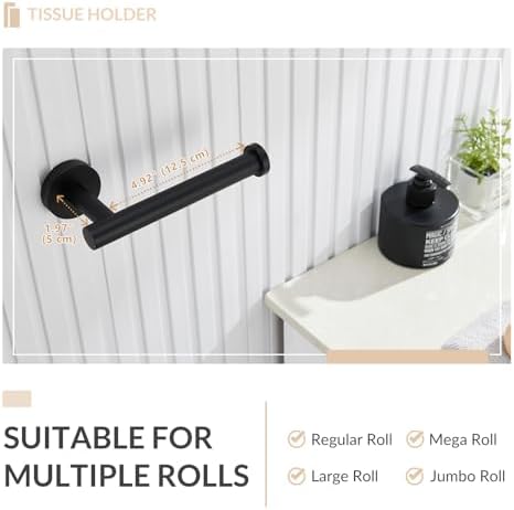 APLusee Toilet Paper Holder, 304 Stainless Steel, Matte Black - Image 2