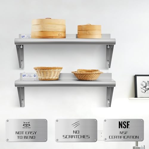 Hally Stainless Steel Shelf 2 Pack Wall Mounted Metal Shelves 10"x24" NSF - Image 4