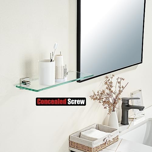 JQK Bathroom Glass Shelf, Floating Tempered Glass Shower Storage 16 by 5 inches - Image 5
