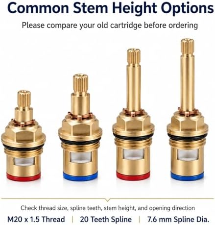 Brass Faucet Cartridge Replacement Kit M20 x 1.5 Ceramic Valve Pair - Image 7