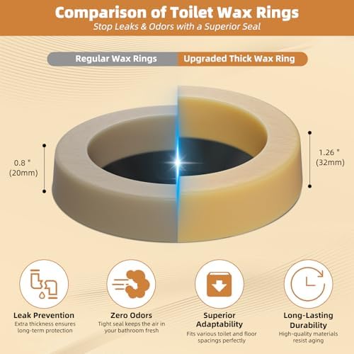 Hibbent Universal Extra Thick Toilet Wax Ring, Wax Ring - Image 3