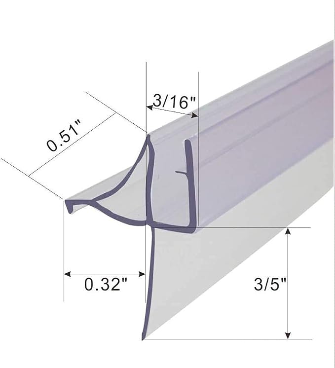 36" Frameless Shower Door Bottom Seal w/Drip Rail - Image 2