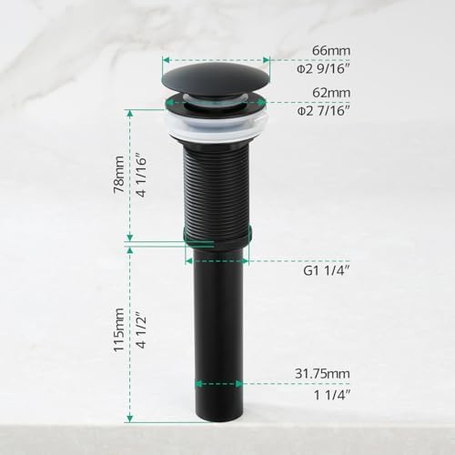 Lefton Pop-up Bathroom Sink Drain Stopper Without Overflow - Image 2
