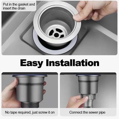 3-1/2 ‘’Kitchen Sink Drain Assembly Kit 304 Stainless Steel Sink Strainer Drain - Image 6