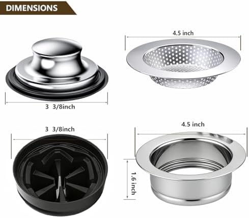 Garbage Disposal Flange Kit 5 Piece, 3-1/2 Inch Sink Stopper Set, Polished - Image 2