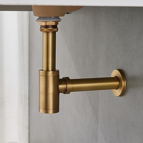 Solid Brass Bathroom Sink P-Trap Complete Set, Adjustable 1-1/4 Bottle Trap - Image 3