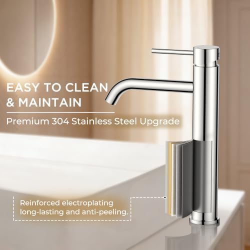 FORIOUS Vessel Sink Faucets Single Handle, Chrome Tall Bathroom Faucet - Image 5