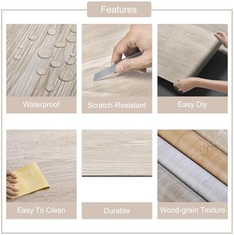 3D Peel and Stick Floor Tile Vinyl Flooring Roll Wood Plank Sticker 23"x - Image 6