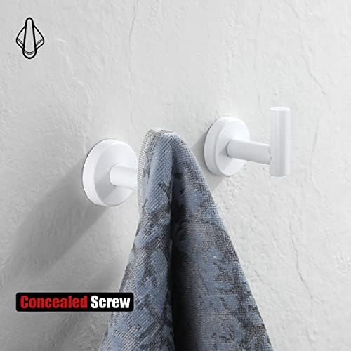 JQK Bathroom Towel Hook White, Coat Robe Clothes Hook - Image 3
