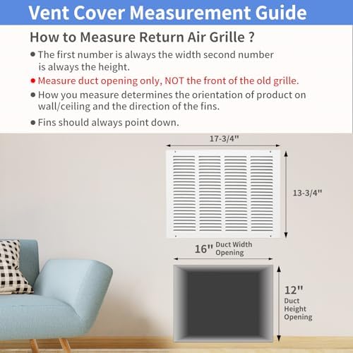Howeall 16"W x 12"H Steel Return Air Grille, Air Return Vent Cover - Image 5