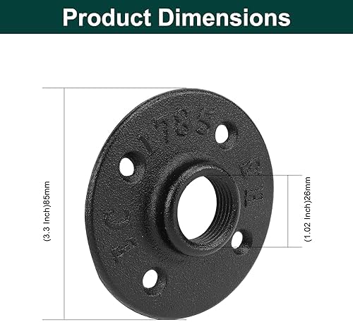 Industrial Pipe Floor Flange, Heavy Duty Malleable Iron Pipe Fittings, Wall - Image 2