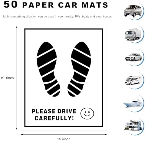 50 PCS Paper Car Floor Mats, Temporary Foot Mat Auto Detailing Supplies - Image 2