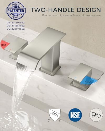 FORIOUS Widespread Bathroom Sink Faucet 3 Hole 8 Inch 2 Pack Brushed Nickel - Image 5