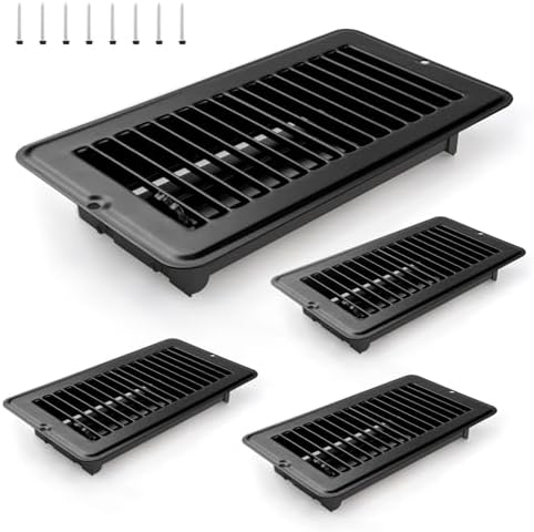 4" X 8" Floor Register 4 Pack Black Floor Vent Covers Heavy Duty Floor Vent by SelNatural